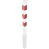 Barrier posts | Steel tube 70 x 70 mm | removable, with Euro profile cylinder lock | hot-dip galvanized and white coated withthree red reflecting stripes | with 2 eyelets